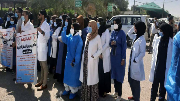 العراق: النقابات الصحية تعلن إضراباً والمنتفضون يستعدون لأحياء ذكرى ٢٥ تشرين المجيدة